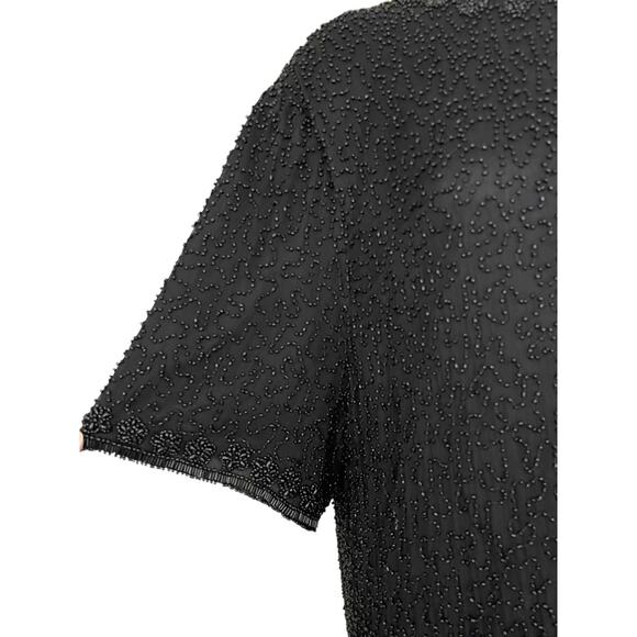 Scala Silk Dress XXL Cocktail Sequins Heavy Beading Formal Evening Sheer Vintage - Picture 5 of 14